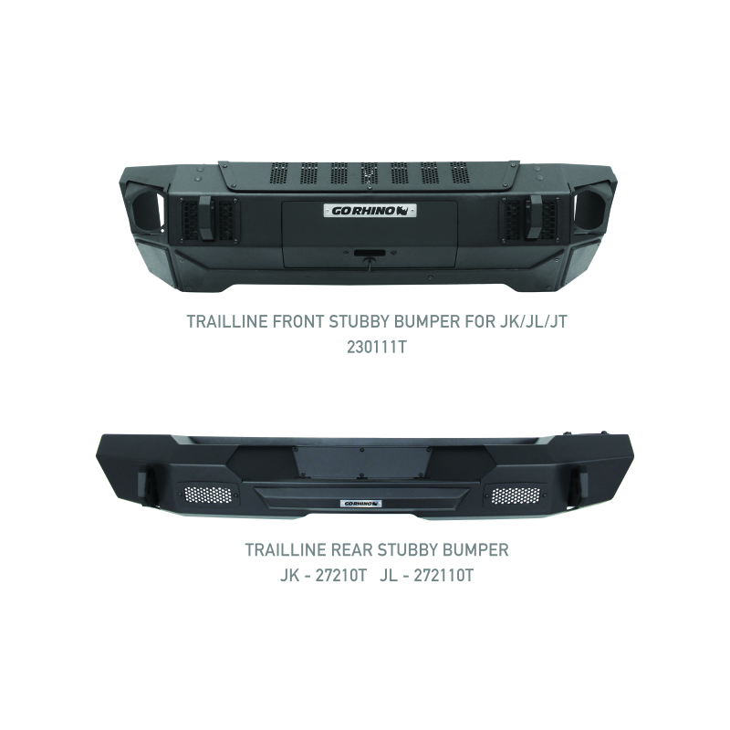 Jeep Wrangler Bumper - Front - Go Rhino - Trallenge, Stubby, Winch Ready - Black - `07-`20